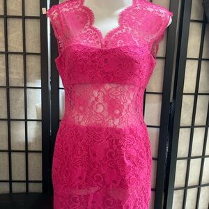 BCBGMaxAzria Vibrant Pink Lace Dress